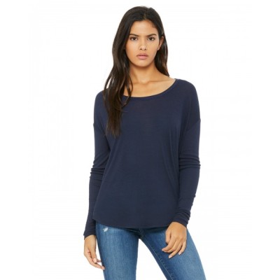 Ladies' Flowy Long-Sleeve T-Shirt with 2x1 Sleeves - Bella + Canvas 8852 Womens T Shirts
