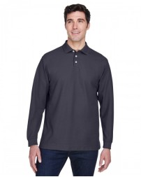 Men's Pima Piqué Long-Sleeve Polo - Devon & Jones D110 Mens Polo Shirts
