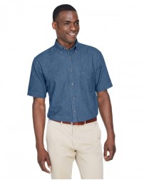 Men's 6.5 oz. Short-Sleeve Denim Shirt - Harriton M550S Mens Woven Shirts