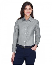 Ladies' Long-Sleeve Oxford with Stain-Release - Harriton M600W Women Woven Shirts
